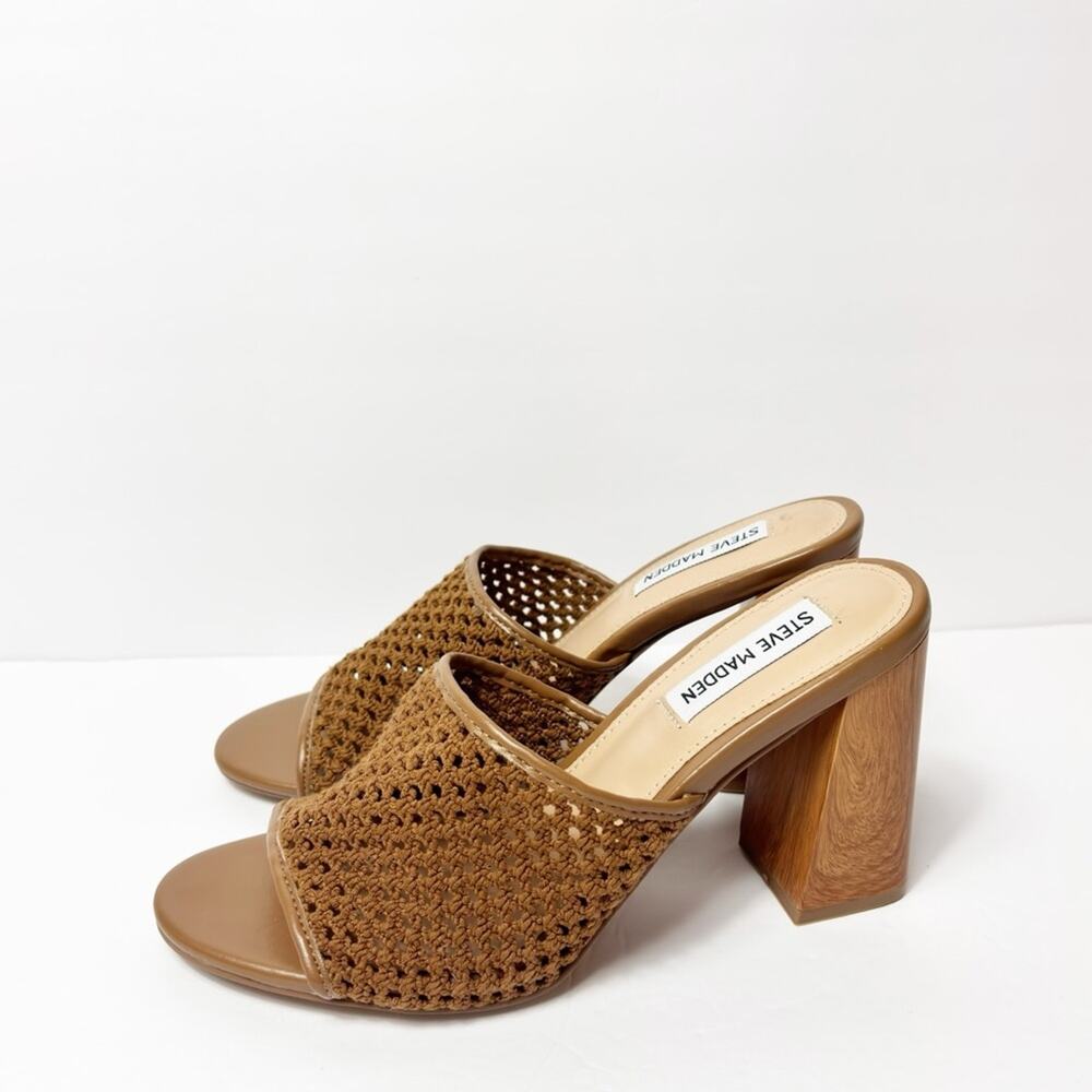 STEVE MADDEN CATALEYA BLOCK WOMEN HEEL SANDALS IN BROWN SIZE 9M NEW NO BOX